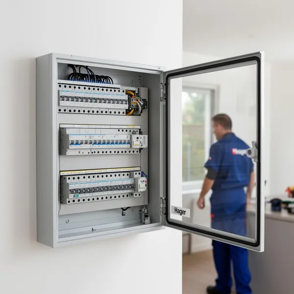 Moderne open meterkast met automaten